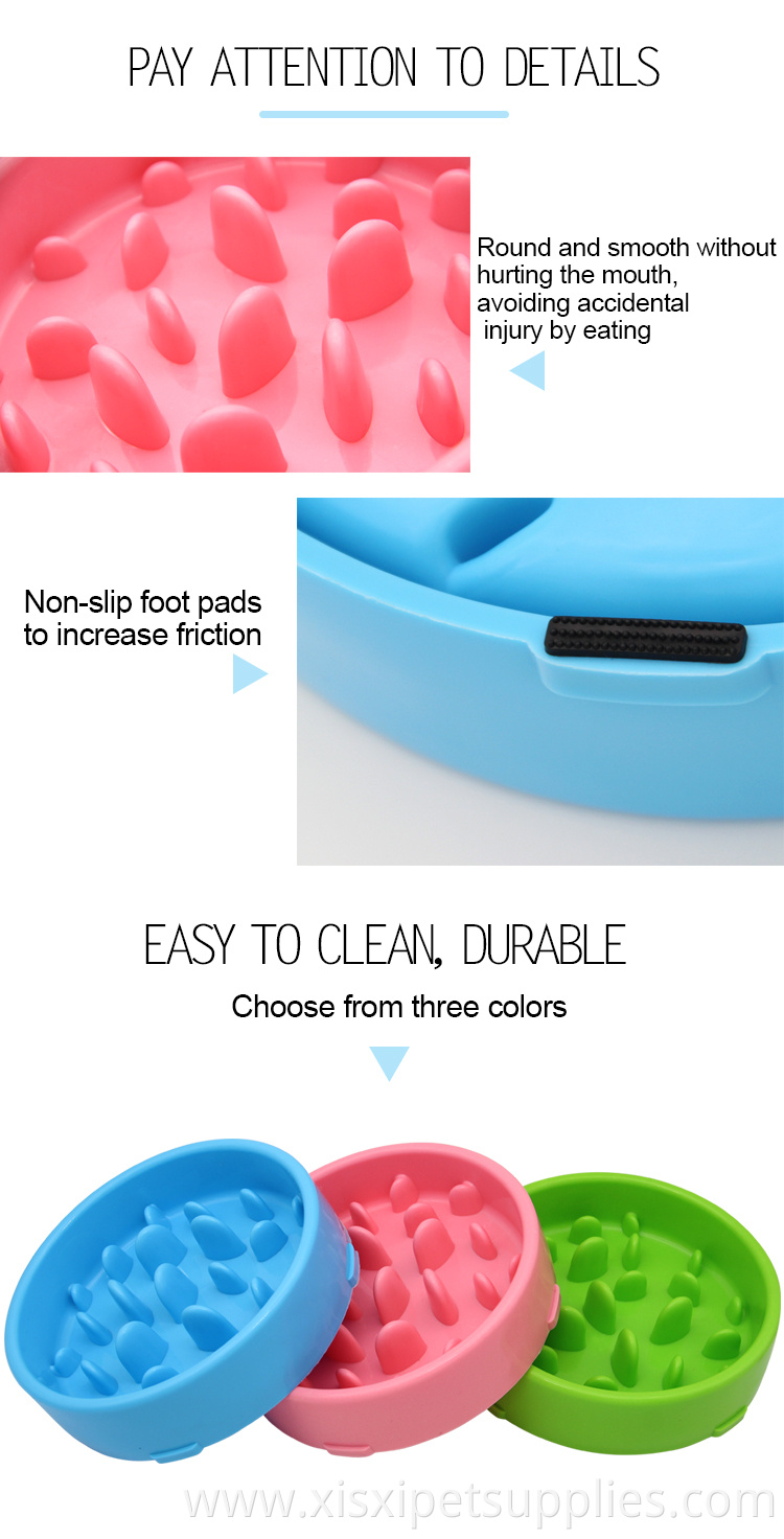 Factory Wholesale Anti Slip Plastic Slow Feed Pet Dog Bowl For Raised Pet Feeder